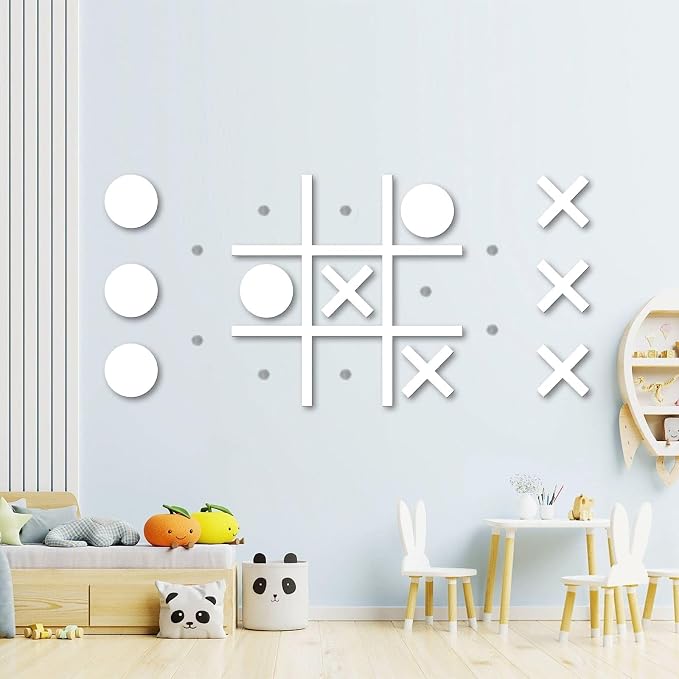 Magnetic Tic Tac Toe Wall-Mount Game,Game Room Decor,Hallway Decor,Playroom Decor,Modern Wall Decals for Kids Room,Classroom&Offices,Best Gift for Family, Friends (Blue)