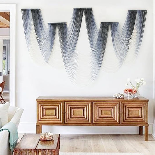 Macrame Wall Hanging Dip Dyed Brown Fiber Tapestry Boho Decor 57" W x 41" L