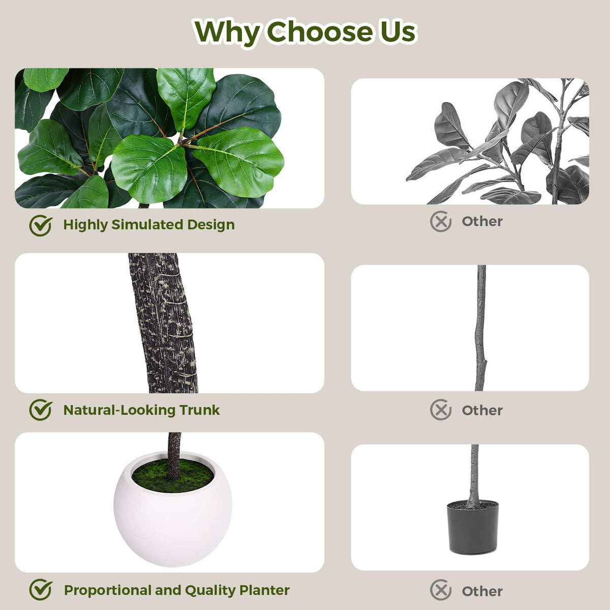 7ft Artificial Fiddle Leaf Tree Faux Plant Fake Ficus Lyrata Silk Trees