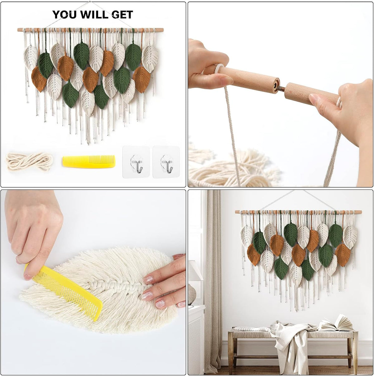 Large Macrame Wall Hanging Boho Woven Tapestry Chic Home Decor Wall Art