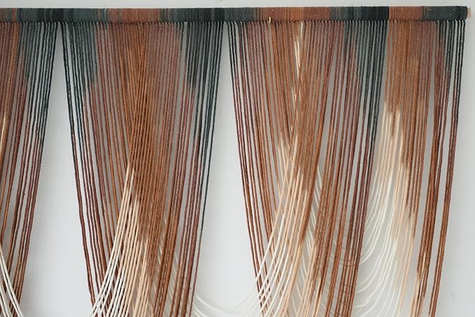 Macrame Wall Hanging Dip Dyed Brown Fiber Tapestry Boho Decor 57" W x 41" L