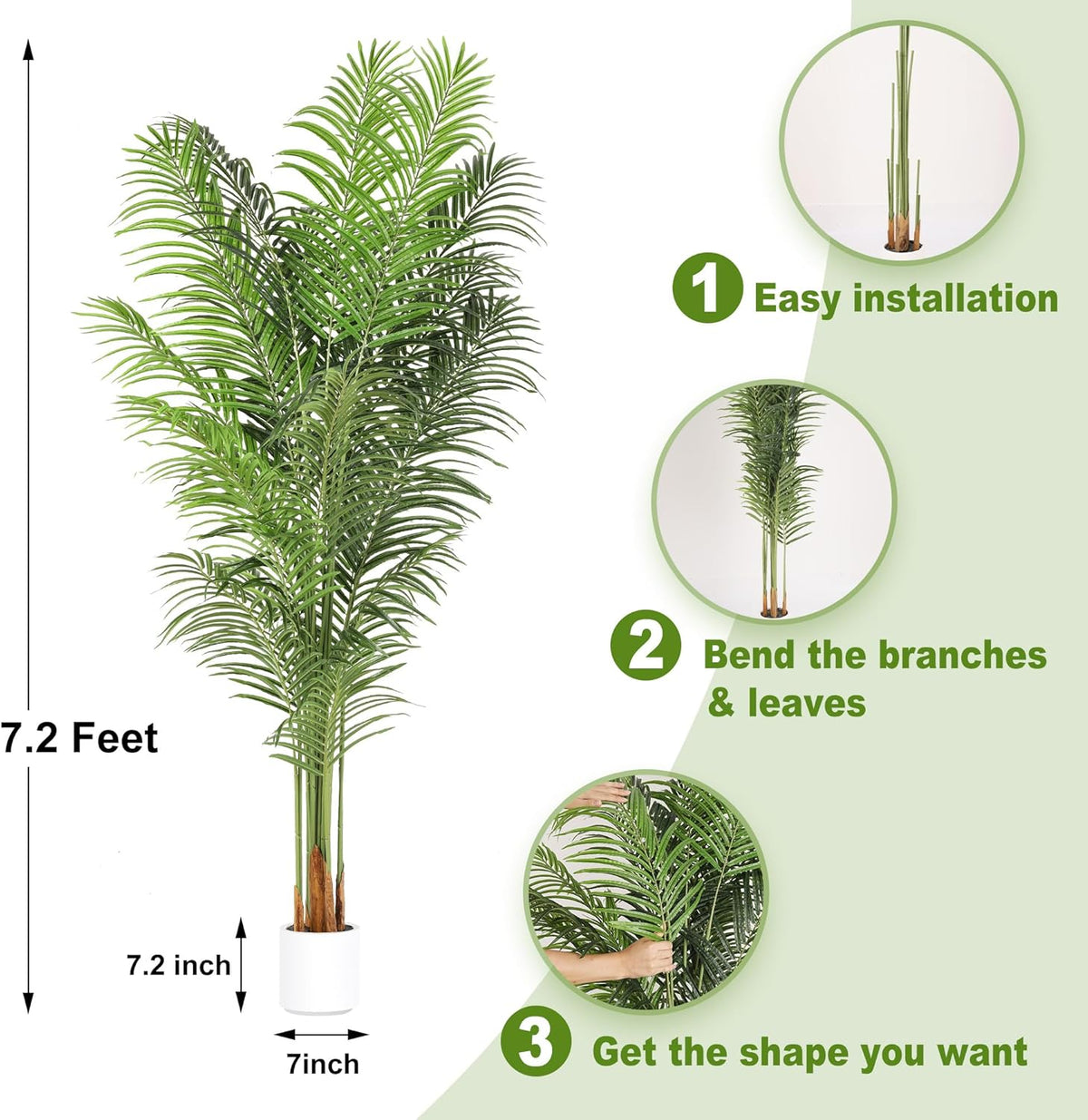 7.2 Ft Artificial Palm Tree for Home and Office Décor