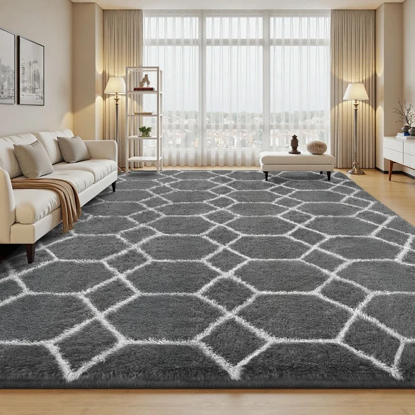 Fluffy Large Shaggy Rug – Soft Anti-Slip Carpet Floor Mat for Bedroom & Living Room