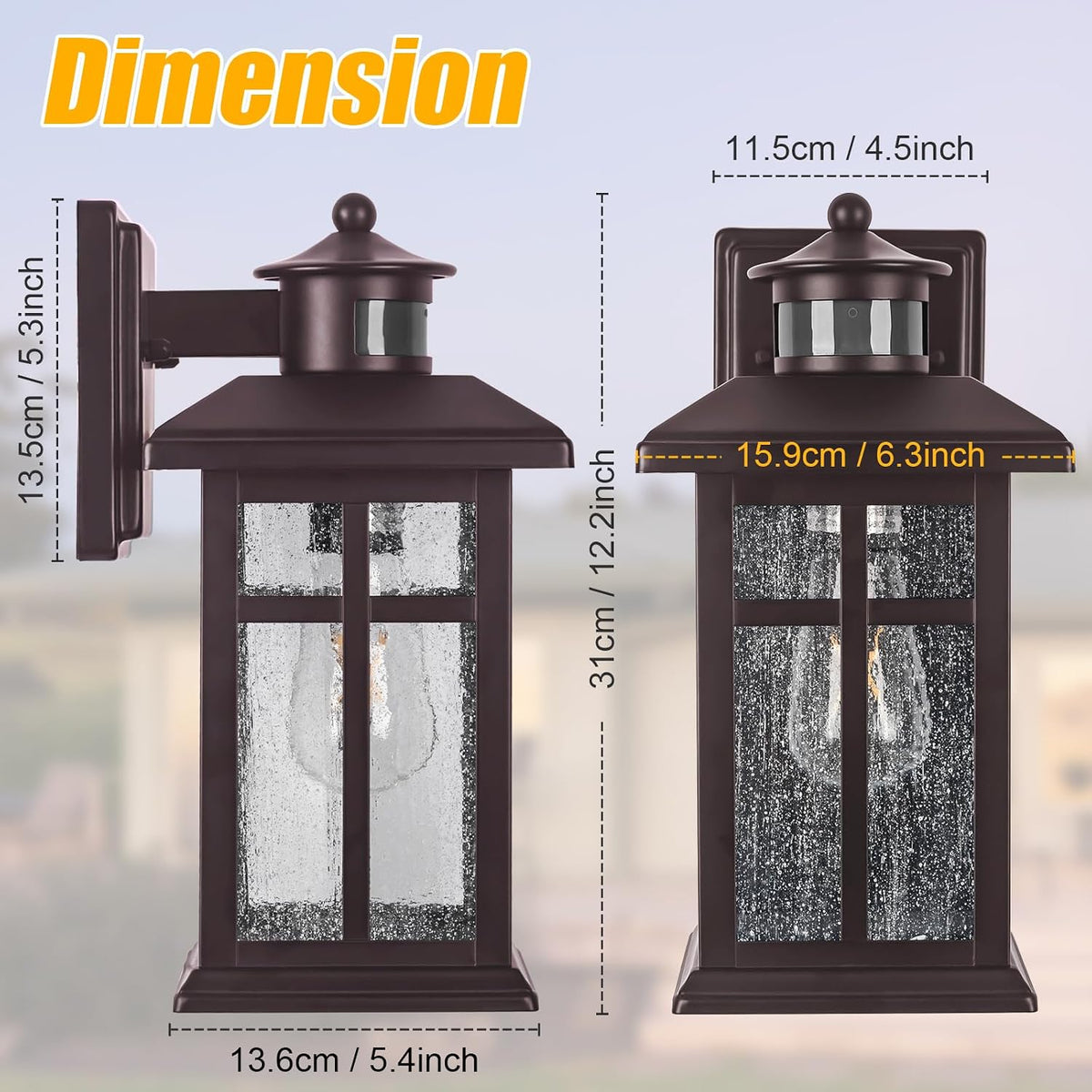 Exterior Light Fixtures Motion Sensor Wall Mount – Oil Rubbed Bronze
