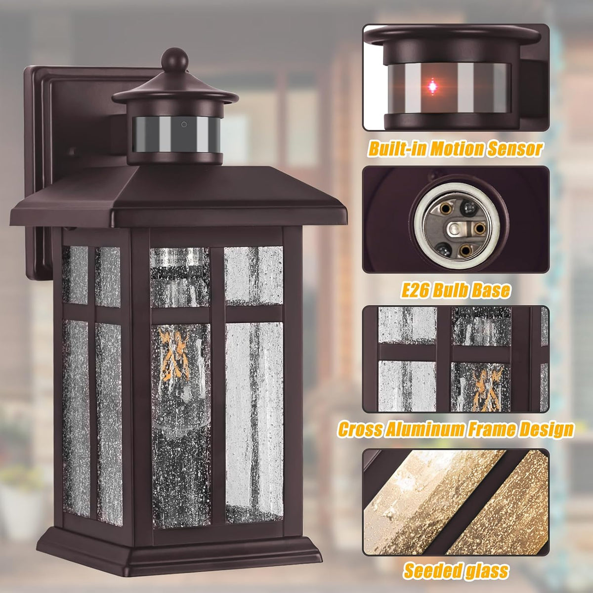 Exterior Light Fixtures Motion Sensor Wall Mount – Oil Rubbed Bronze