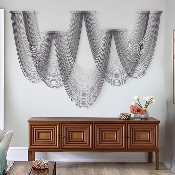 Macrame Wall Hanging Dip Dyed Brown Fiber Tapestry Boho Decor 57" W x 41" L
