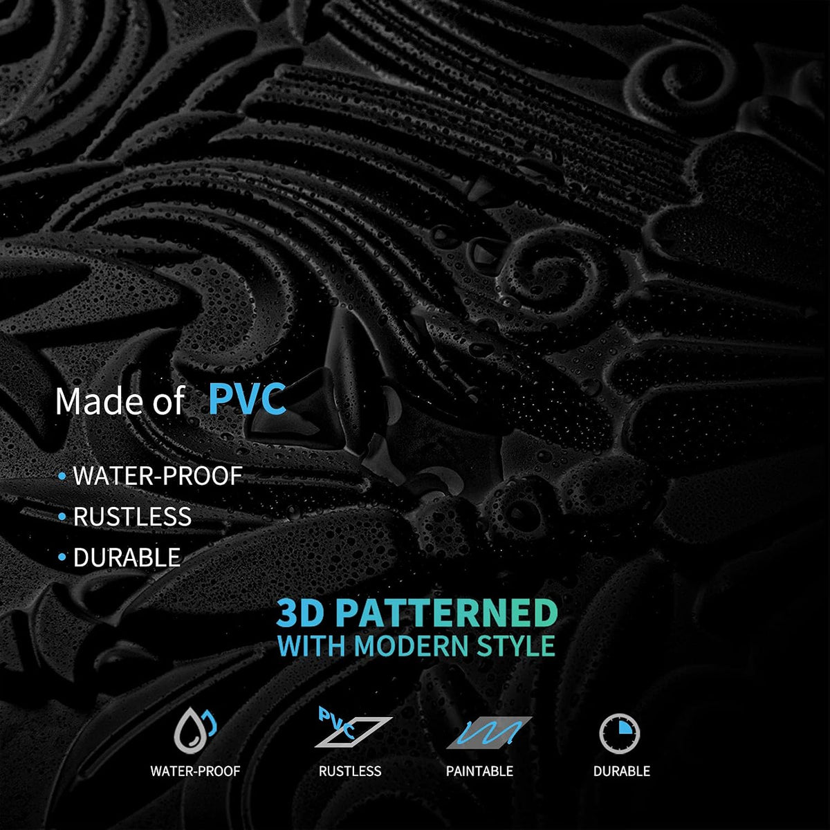 Art3d Spanish Floral Drop Ceiling Tiles, 24 x 24 in, 12-Pack, Black ( 12 pieces)