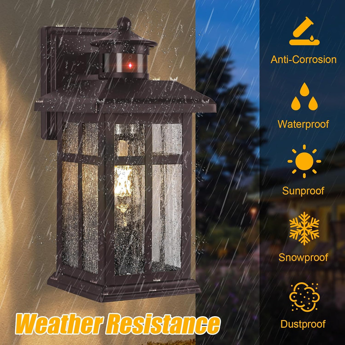 Exterior Light Fixtures Motion Sensor Wall Mount – Oil Rubbed Bronze