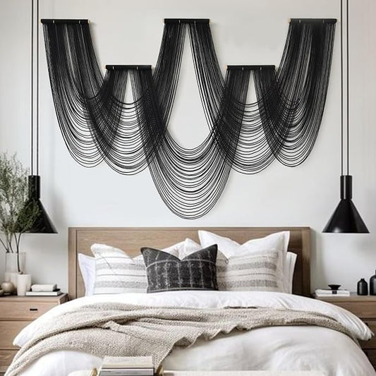 Macrame Wall Hanging Dip Dyed Brown Fiber Tapestry Boho Decor 57" W x 41" L