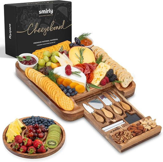 SMIRLY Charcuterie Board Set with Serving Accessories, Acacia