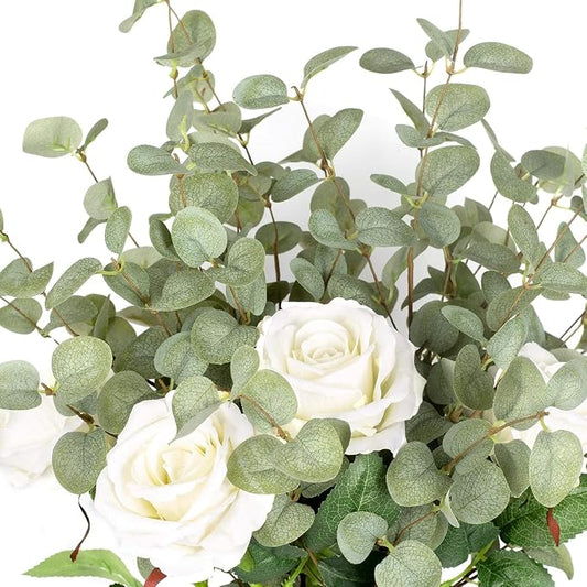 12 Pcs 27" Eucalyptus Stems Greenery Stems Eucalyptus Leaf Spray in Green Silk Plastic Plants Floral Artificial Plants for Home Party Wedding Decoration (12 pieces)