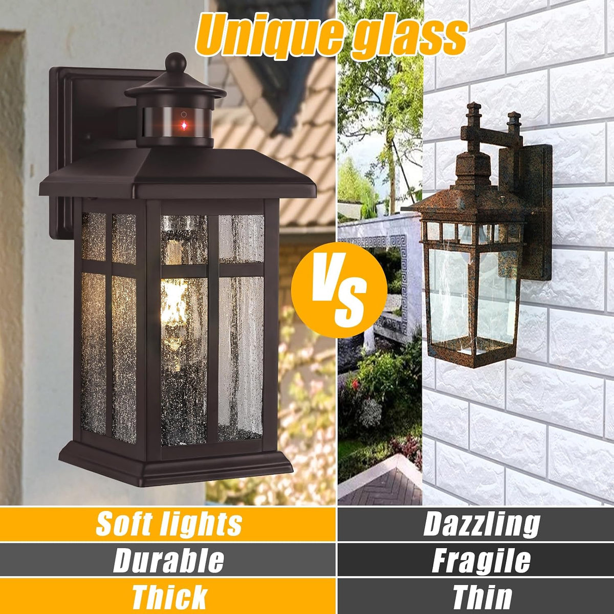 Exterior Light Fixtures Motion Sensor Wall Mount – Oil Rubbed Bronze