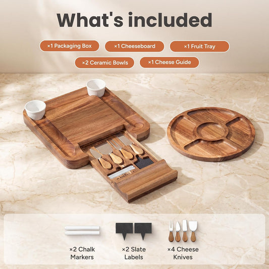 SMIRLY Charcuterie Board Set with Serving Accessories, Acacia