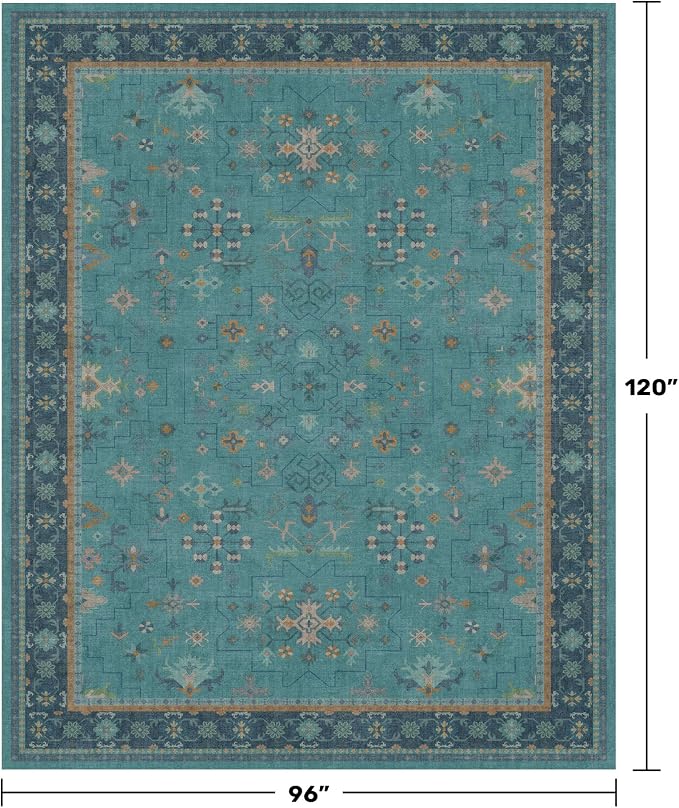 Black Farmhouse Washable 8x10 Area Rug – Large Charcoal Multi-Room Rug