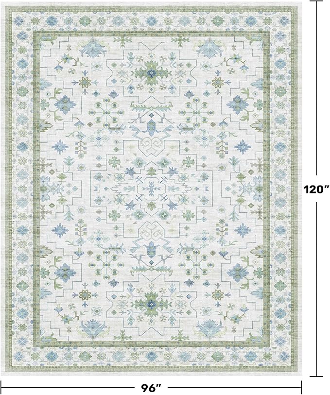 Black Farmhouse Washable 8x10 Area Rug – Large Charcoal Multi-Room Rug