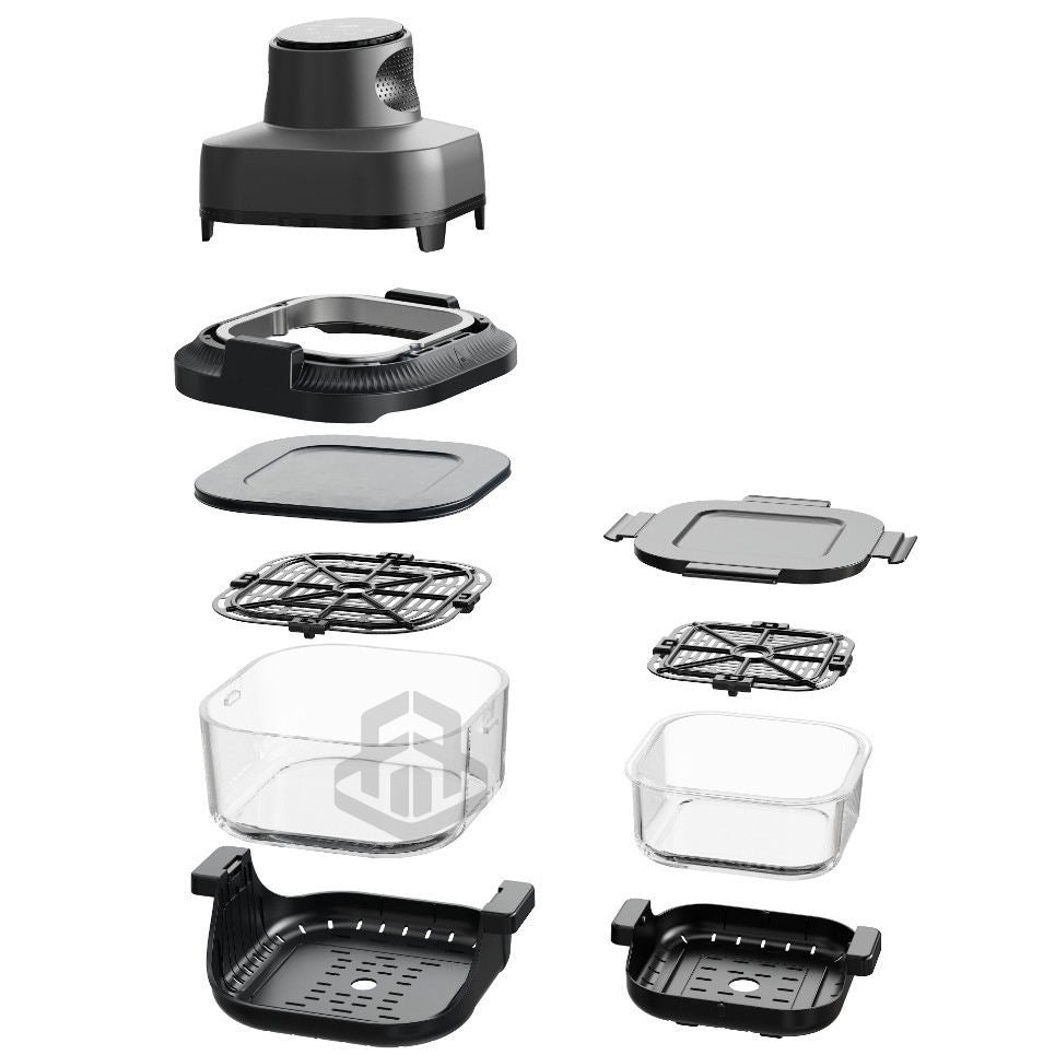 Healthy Oilless High-Temperature Air Fryer Glass Bowl – 3.1–4.0L Capacity