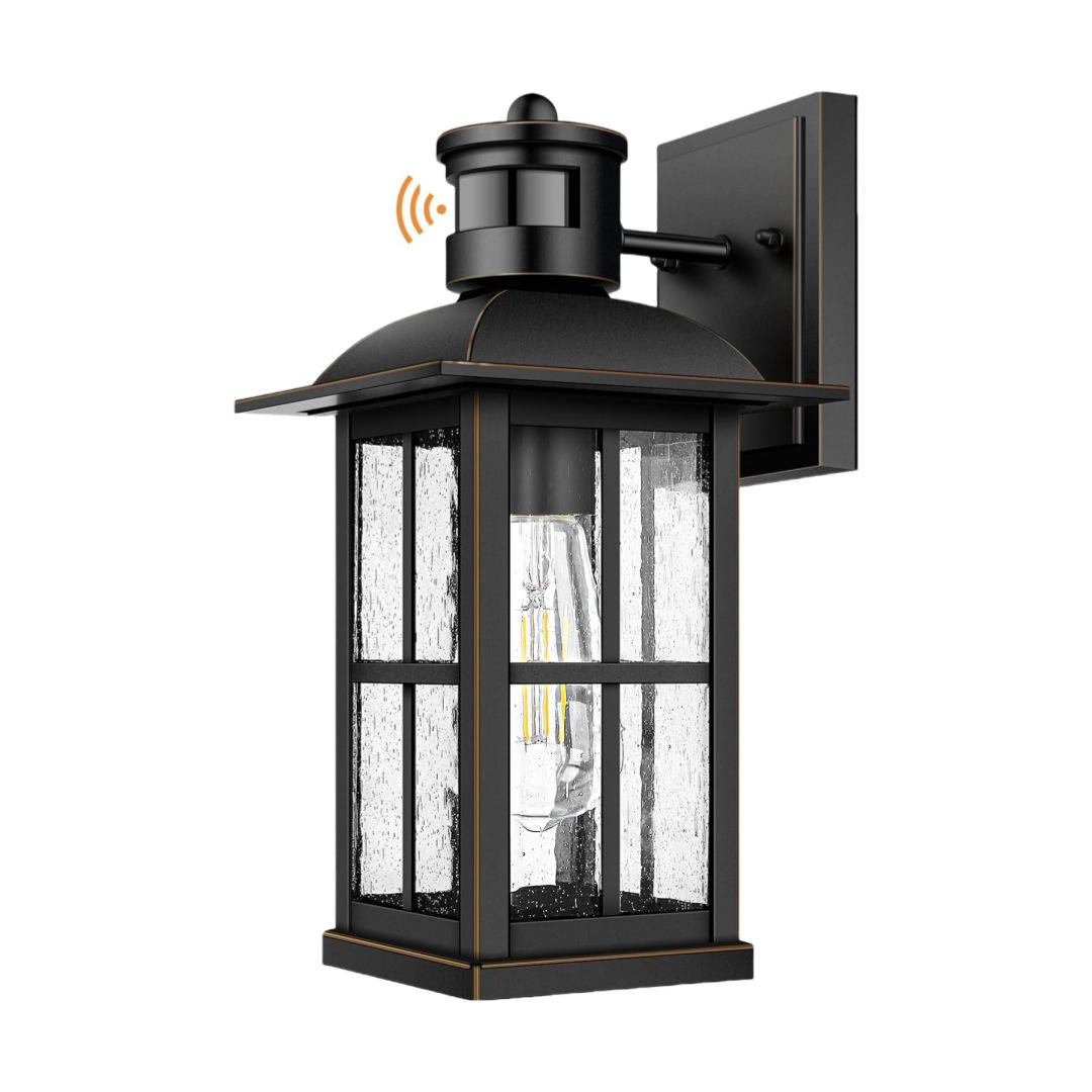 2-Piece Dusk Dawn Motion Sensor Outdoor Wall Lights – Waterproof Black E26 Exterior Fixtures