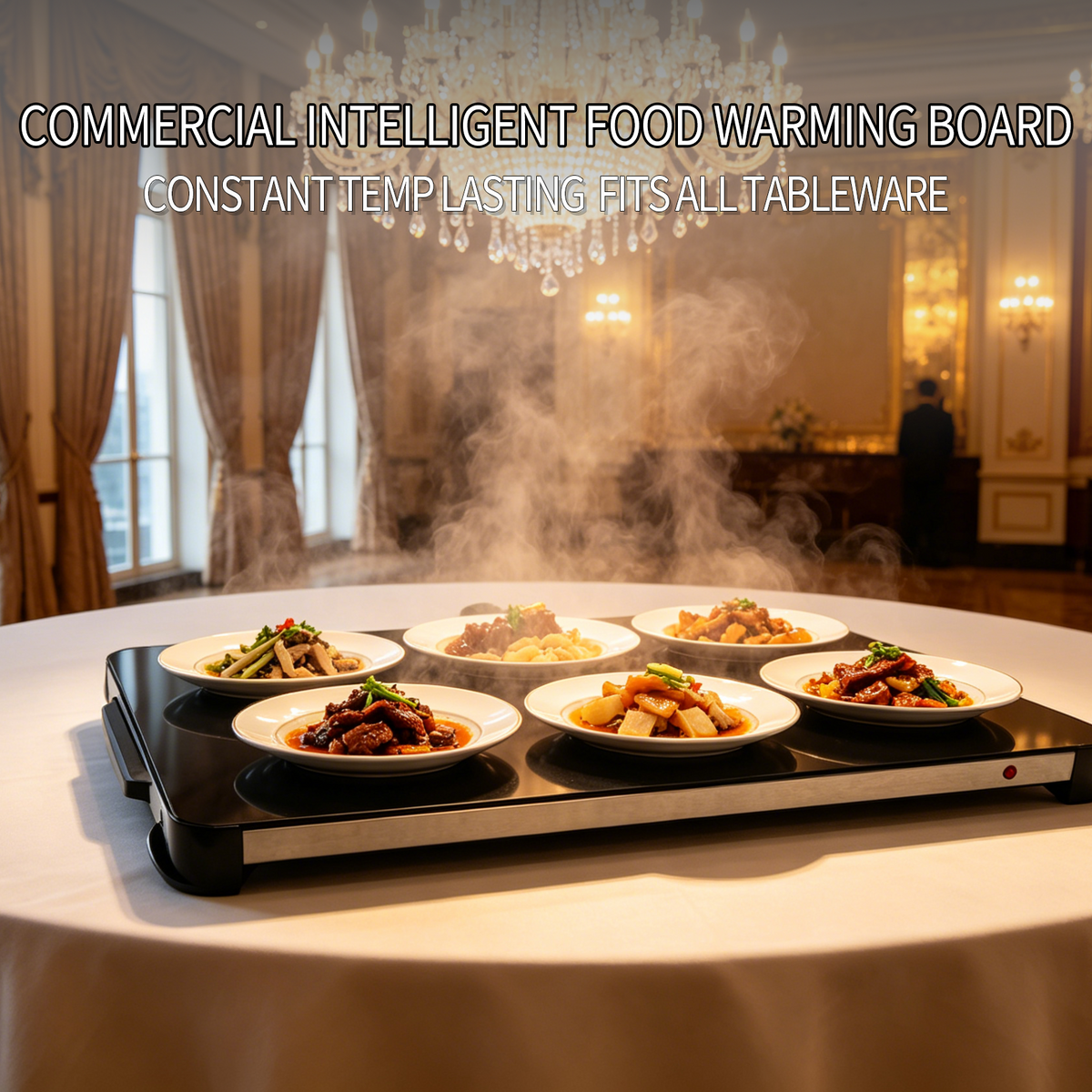 Square Electric Commercial Hot Plate Warming Tray – Tempered Glass Food Heater