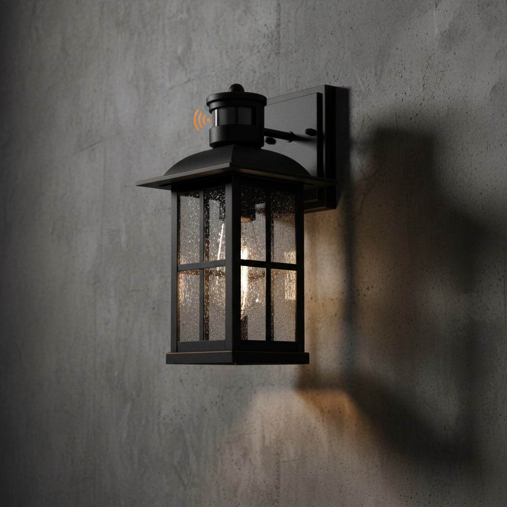2-Piece Dusk Dawn Motion Sensor Outdoor Wall Lights – Waterproof Black E26 Exterior Fixtures