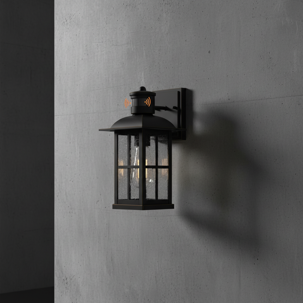 2-Piece Dusk Dawn Motion Sensor Outdoor Wall Lights – Waterproof Black E26 Exterior Fixtures