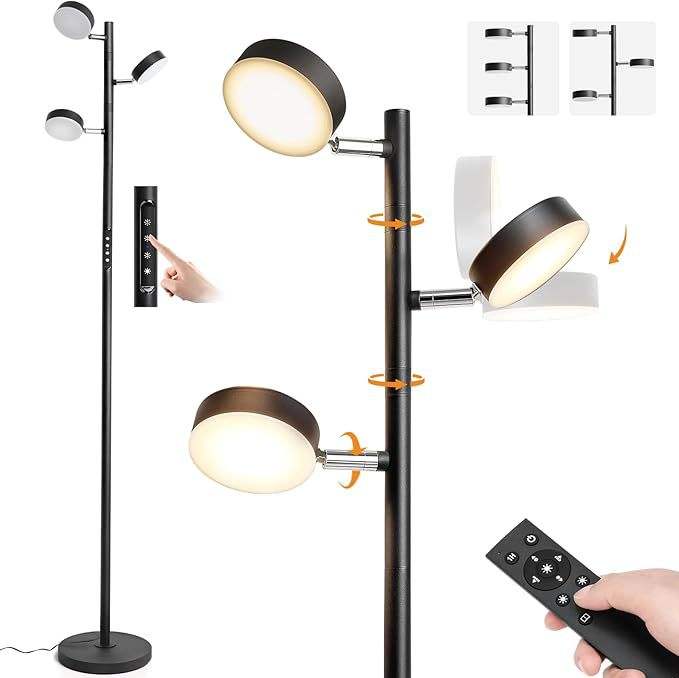 Modern Luxury LED Metal Floor Lamp with Remote Control & Adjustable Design