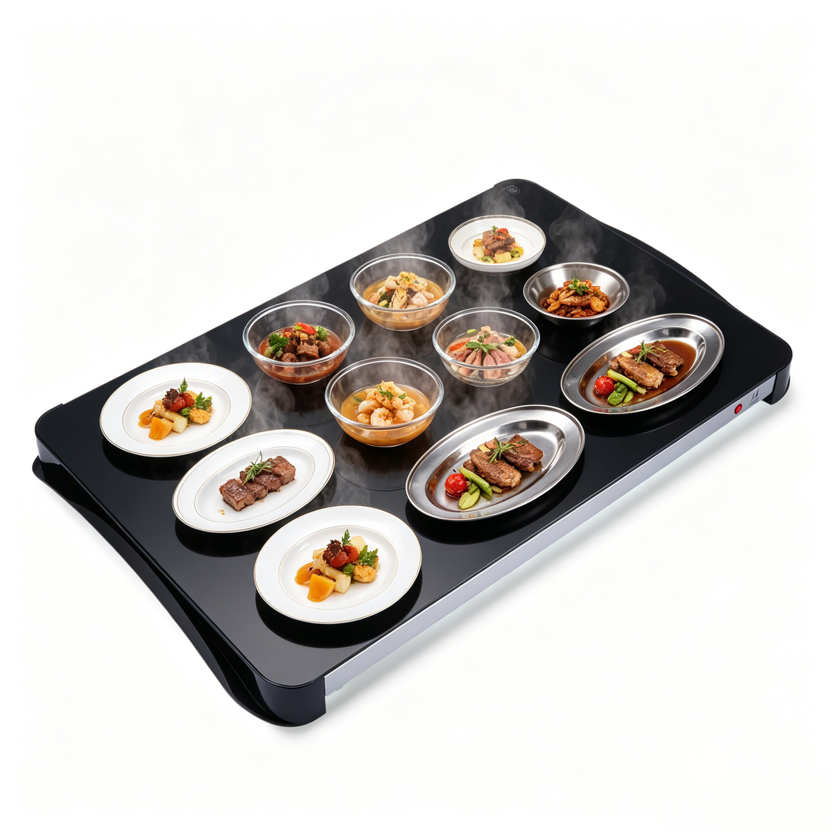 Square Electric Commercial Hot Plate Warming Tray – Tempered Glass Food Heater