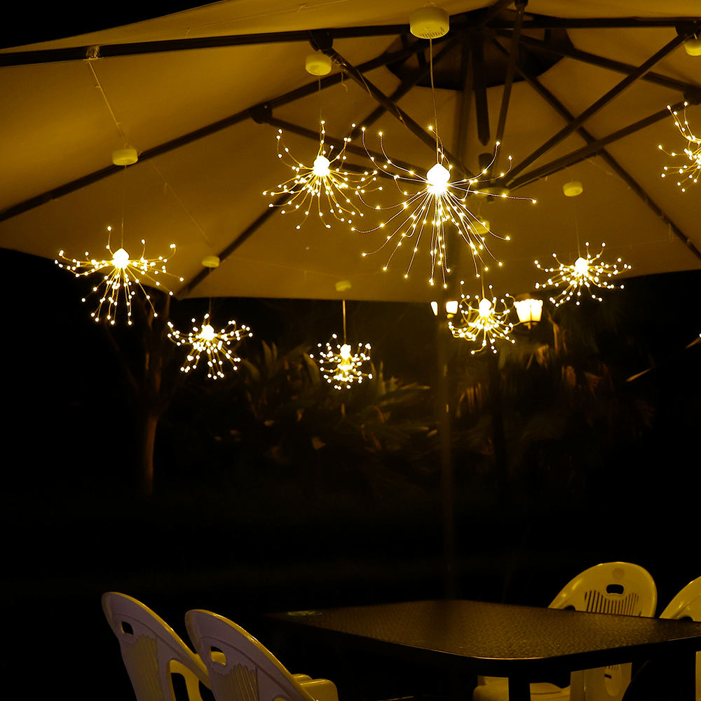 Christmas LED Copper Wire Starburst String Lights – 8 Modes with Remote