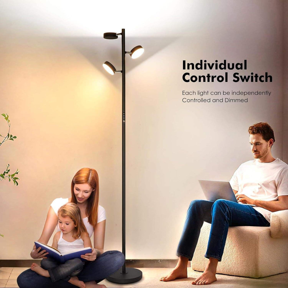Modern Luxury LED Metal Floor Lamp with Remote Control & Adjustable Design
