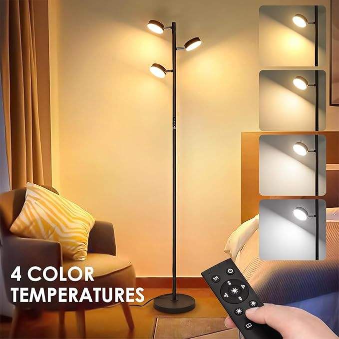 Modern Luxury LED Metal Floor Lamp with Remote Control & Adjustable Design