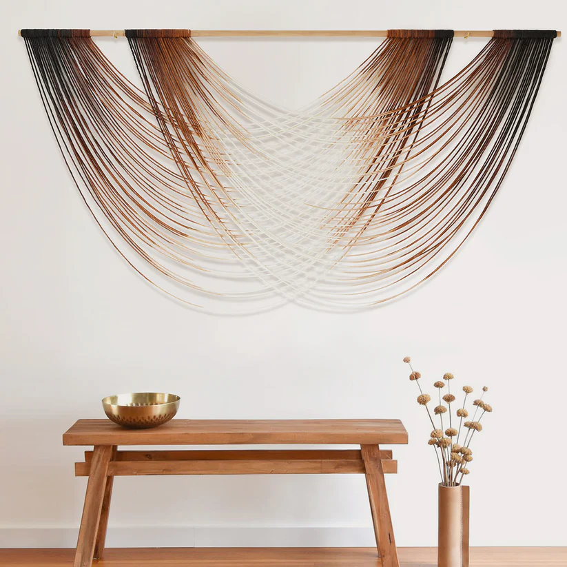 Bohemian Yarn Dip Dye Macrame Wall Hanging – Aesthetic Tapestry Decor for Living Room & Bedroom