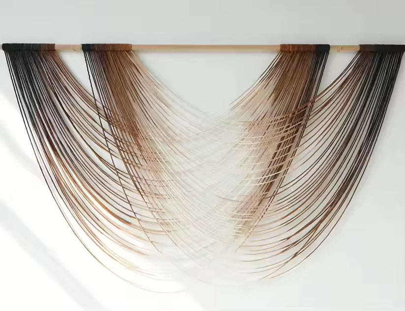 Bohemian Yarn Dip Dye Macrame Wall Hanging – Aesthetic Tapestry Decor for Living Room & Bedroom