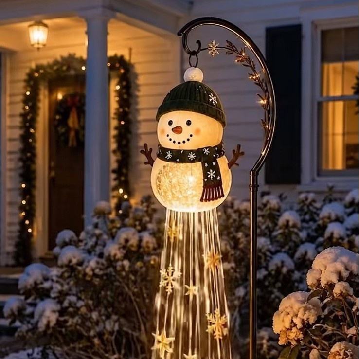 Snowman Magic Fountain Garden Light – Warm White 360° Beam Angle, IP66 Metal Construction