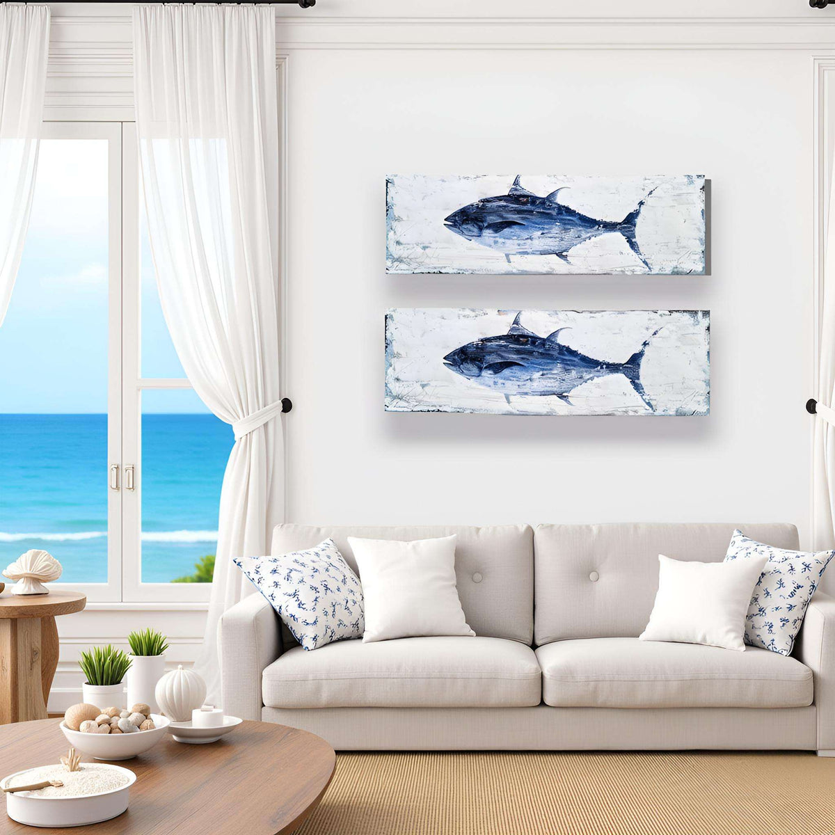 Large Modern Acrylic Tuna Fish Wall Painting – Contemporary Home Wall Decor (1piece)