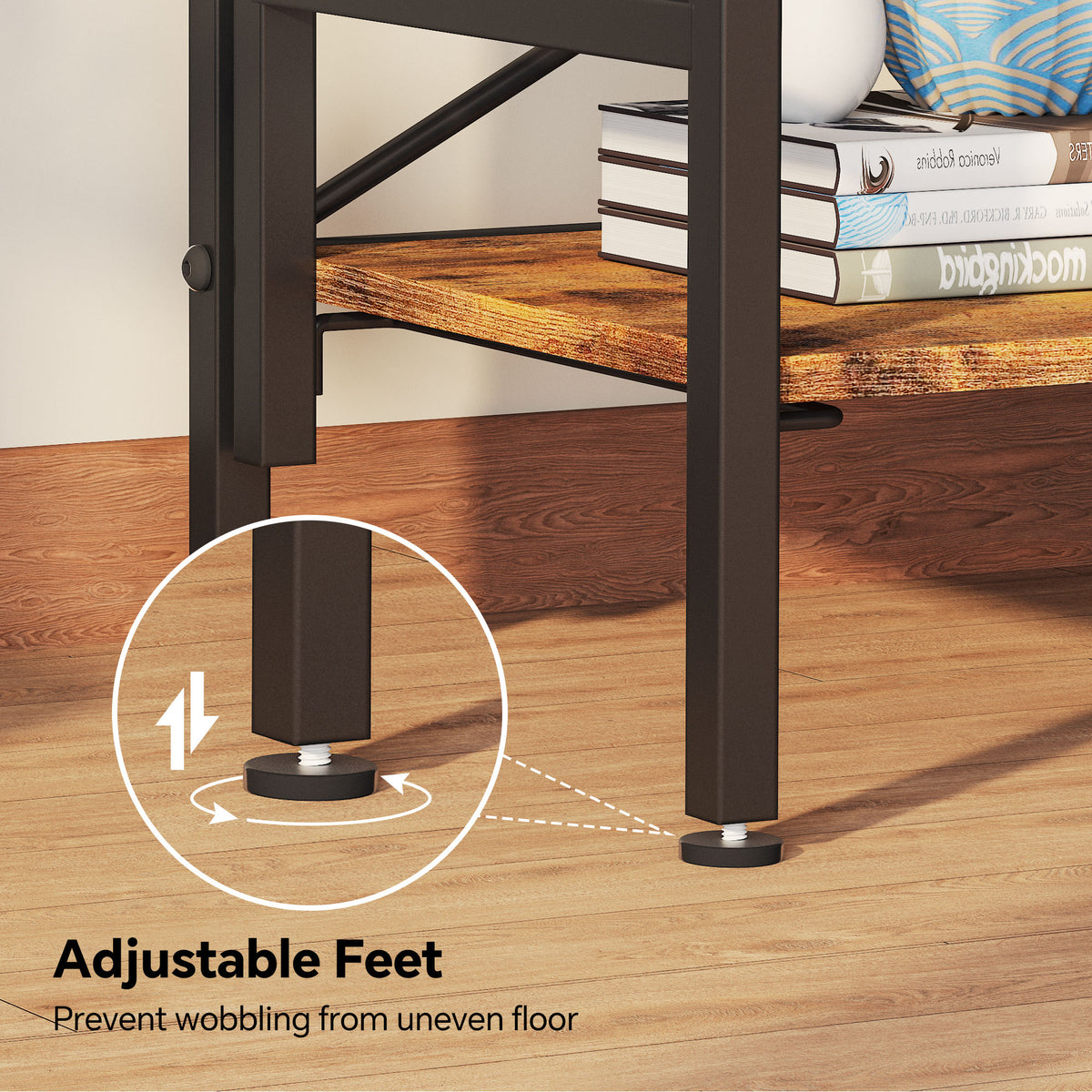 Folding 4-Tier Steel & Wood Bookshelf – Modern Space-Saving Storage