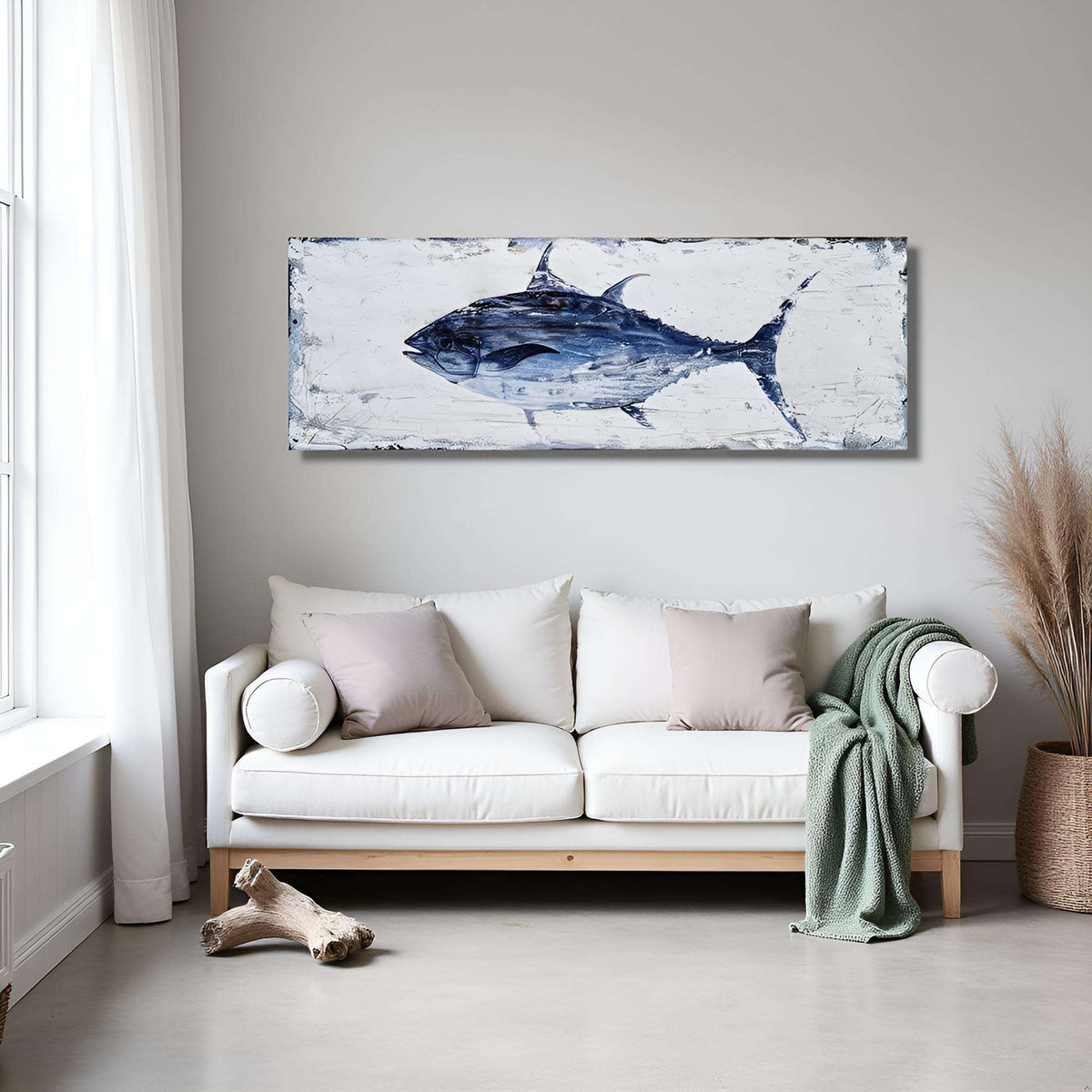 Large Modern Acrylic Tuna Fish Wall Painting – Contemporary Home Wall Decor (1piece)