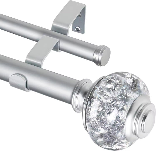 8-Foot Brushed Nickel Curtain Rod – Durable Steel Drapery Pole for Home Windows