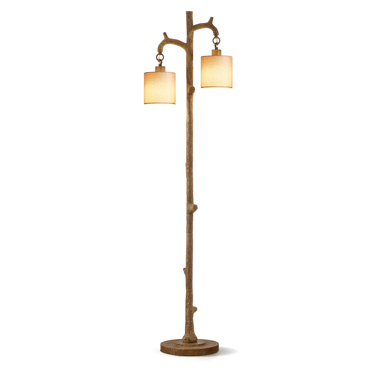 Farmhouse Linen Fabric Standing Floor Lamp – Adjustable Tripod LED Floor Light with E26 Base