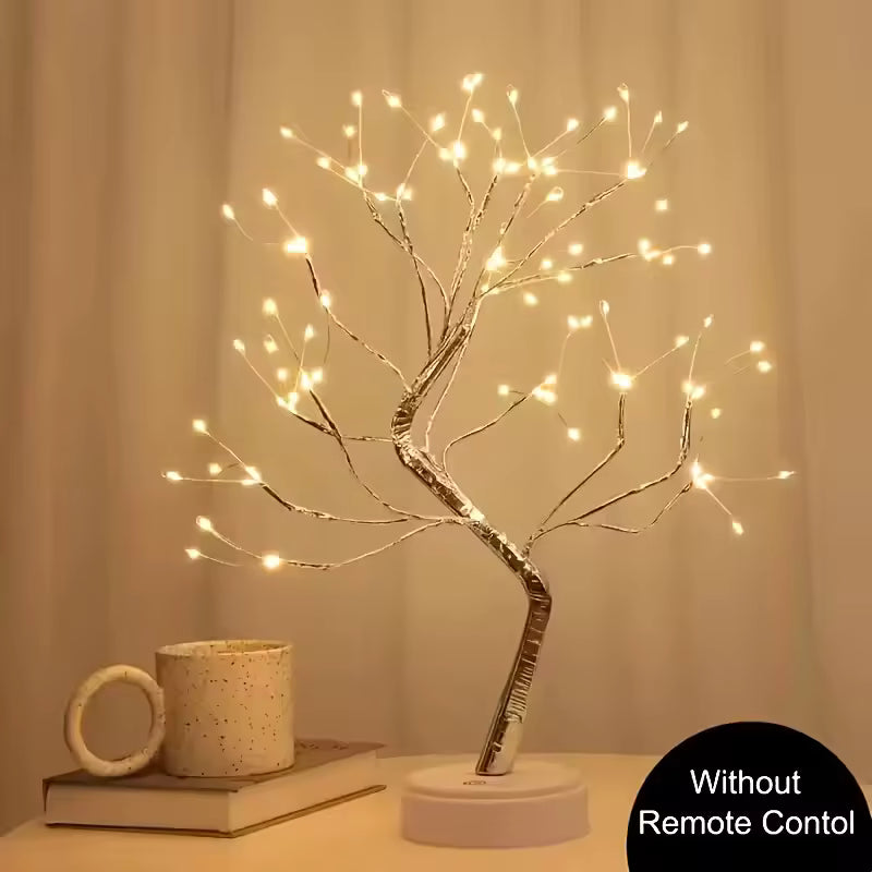 108LED Christmas Silver Branch Star Tree Lights – USB & Battery Powered Indoor Decoration