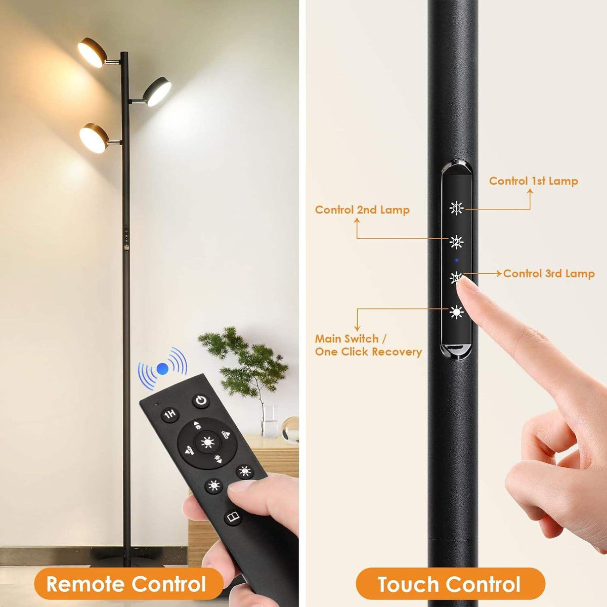 Modern Luxury LED Metal Floor Lamp with Remote Control & Adjustable Design
