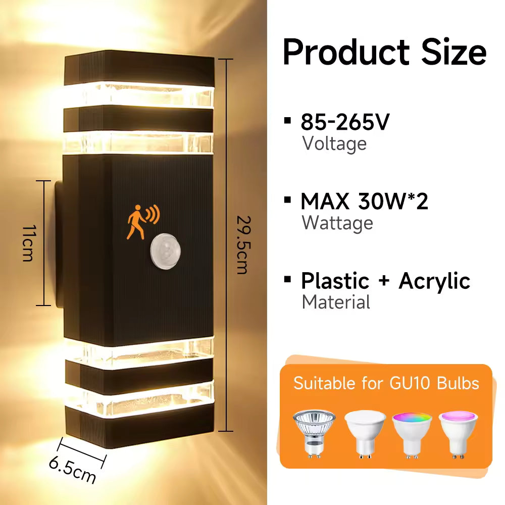 GU10 Square LED Wall Lights – IP65 Outdoor Smart Sensor Garden &amp; Exterior Lighting