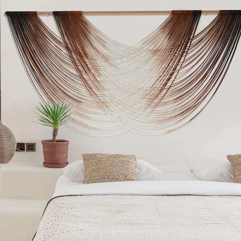 Bohemian Yarn Dip Dye Macrame Wall Hanging – Aesthetic Tapestry Decor for Living Room & Bedroom