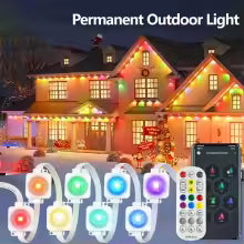 Permanent Eaves LED String Lights 300FT – 180 LED Waterproof RGB DIY Scene Lighting for Christmas, Birthday & Holiday Party Decor
