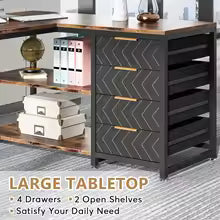 Tribesigns L-Shaped Computer Desk with Storage Drawers – 59-Inch Reversible Corner Office & Study Desk