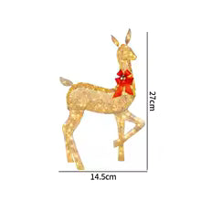Christmas Lighted Reindeer Family Statue – LED Glowing Deer with Red Bows for Outdoor Yard, Lawn & Holiday Decorations