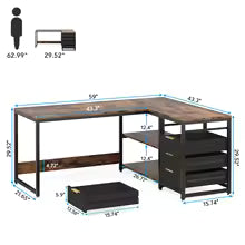 Tribesigns L-Shaped Computer Desk with Storage Drawers – 59-Inch Reversible Corner Office & Study Desk