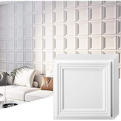 UDK White Geometric 3D PVC Wall Panels – Waterproof Decorative Wall Boards (12 pieces)