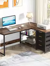 Tribesigns L-Shaped Computer Desk with Storage Drawers – 59-Inch Reversible Corner Office & Study Desk
