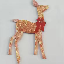 Christmas Lighted Reindeer Family Statue – LED Glowing Deer with Red Bows for Outdoor Yard, Lawn & Holiday Decorations