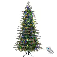 Pre-Lit Artificial Christmas Tree with Multicolored & Warm White LED Lights, 11 Lighting Modes, Remote Control & Timer – 7.5 FT