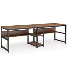 Tribesigns Two Person Desk with Bookshelf – 78.7-Inch Double Computer Office Desk